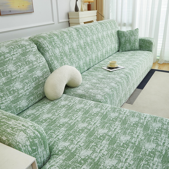 91家纺网 家纺一手货源 找家纺 丝绮鹿 2025新款仿麻雪尼尔松紧款沙发套-流景（贵妃图） 流景-宝石绿
