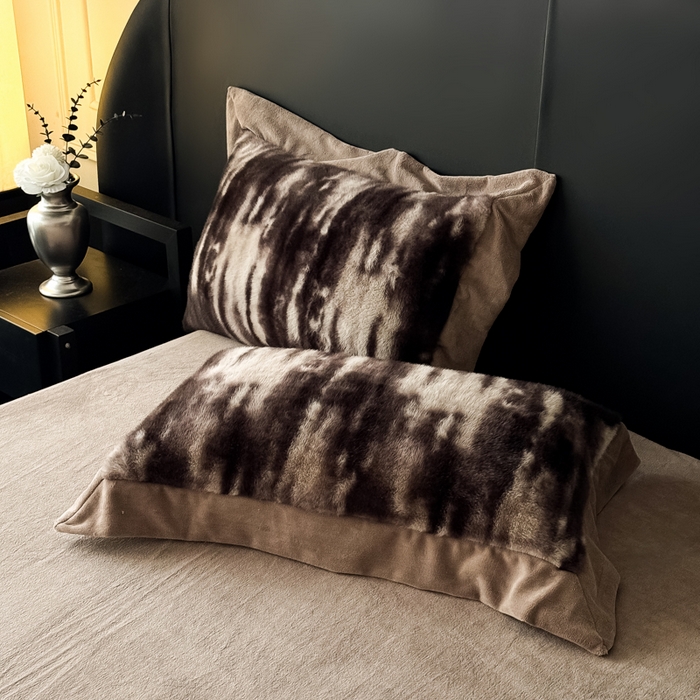 91家纺网 家纺一手货源 找家纺 （总）九花鹿 2025新款宽边水貂绒皮草绒四件套