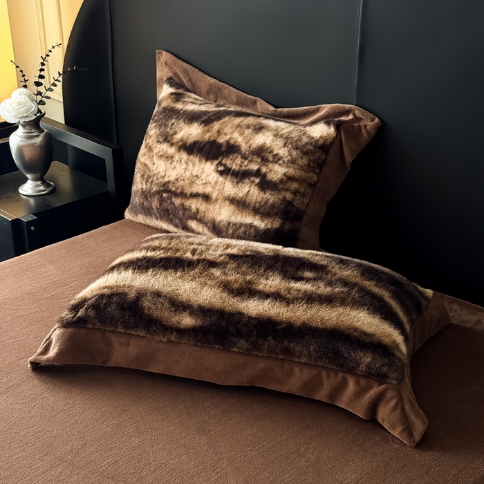 91家纺网 家纺一手货源 找家纺 九花鹿 2025新款宽边水貂绒皮草绒四件套 水貂绒-玛丽娜(拿铁棕)