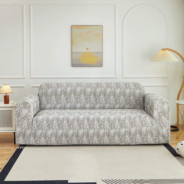 91家纺网 家纺一手货源 找家纺 丝绮鹿 2025新款仿麻雪尼尔沙发套松紧款-流景系列（三人图） 流景-黑棕色