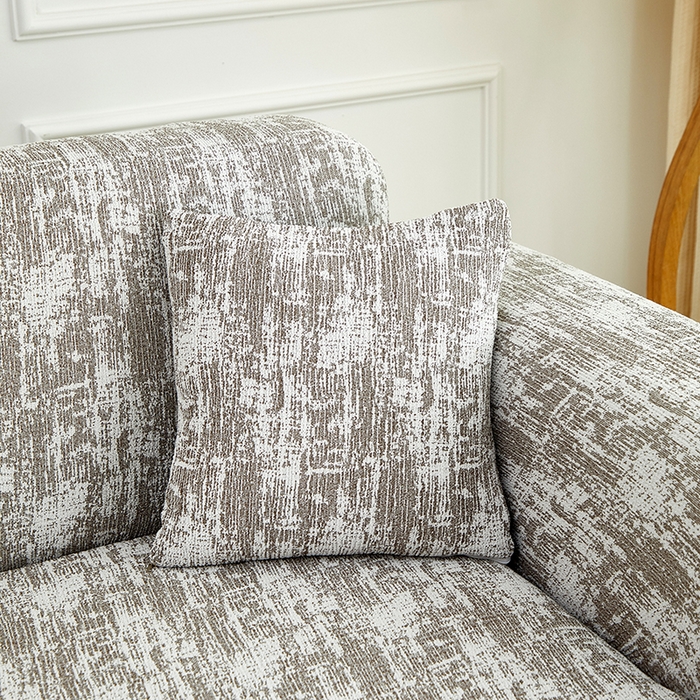 91家纺网 家纺一手货源 找家纺 丝绮鹿 2025新款仿麻雪尼尔沙发套松紧款-流景系列（三人图） 流景-黑棕色