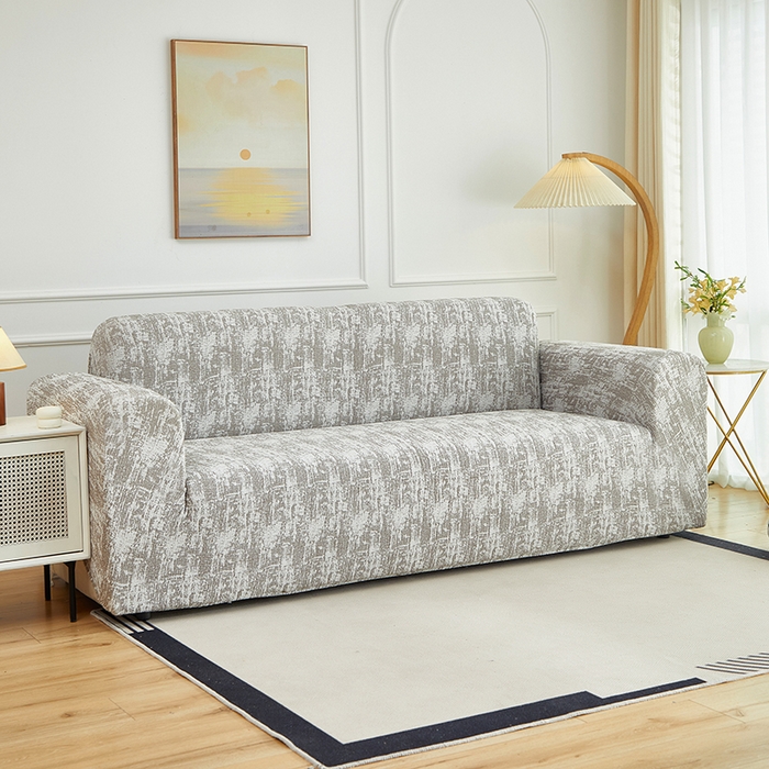 91家纺网 家纺一手货源 找家纺 丝绮鹿 2025新款仿麻雪尼尔沙发套松紧款-流景系列（三人图） 流景-黑棕色