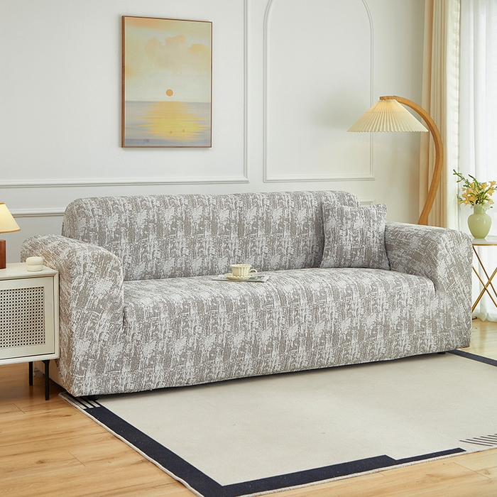 91家纺网 家纺一手货源 找家纺 丝绮鹿 2025新款仿麻雪尼尔沙发套松紧款-流景系列（三人图） 流景-黑棕色