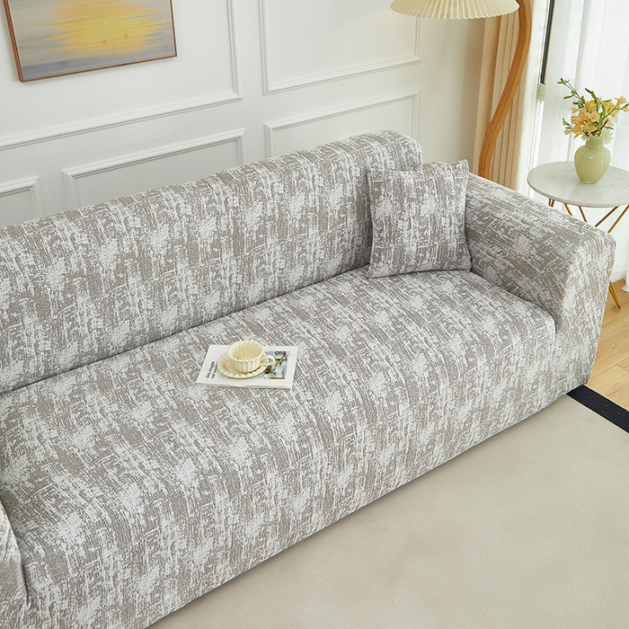 91家纺网 家纺一手货源 找家纺 丝绮鹿 2025新款仿麻雪尼尔沙发套松紧款-流景系列（三人图） 流景-黑棕色