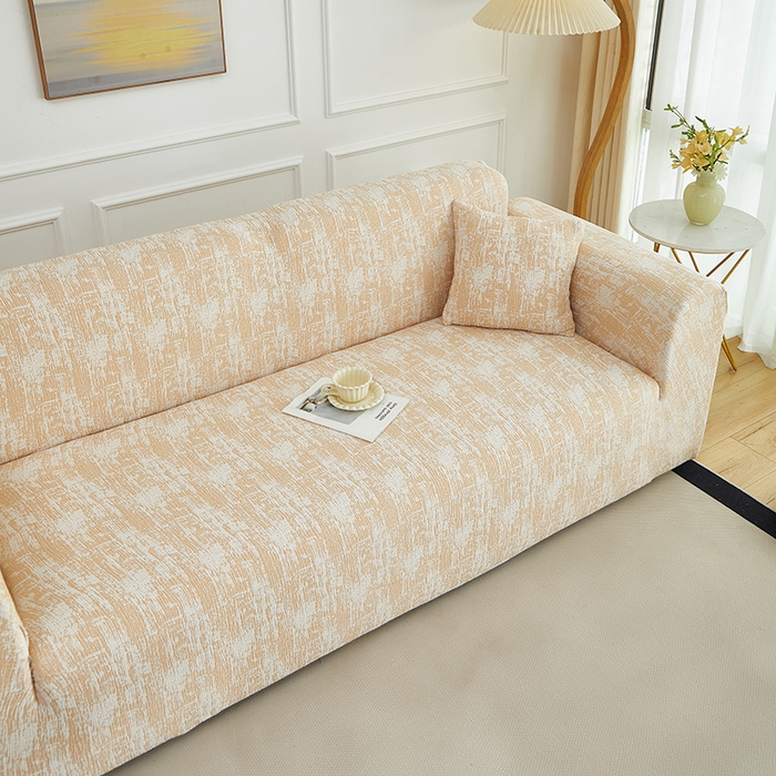 91家纺网 家纺一手货源 找家纺 丝绮鹿 2025新款仿麻雪尼尔沙发套松紧款-流景系列（三人图） 流景-落日橘