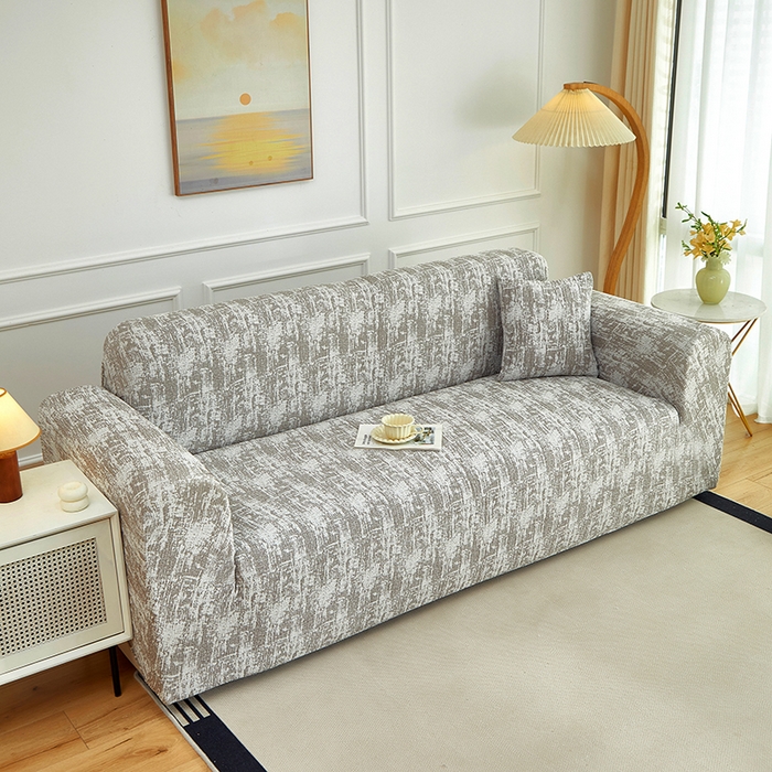 91家纺网 家纺一手货源 找家纺 丝绮鹿 2025新款仿麻雪尼尔沙发套松紧款-流景系列（三人图） 流景-黑棕色