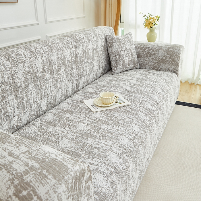 91家纺网 家纺一手货源 找家纺 丝绮鹿 2025新款仿麻雪尼尔沙发套松紧款-流景系列（三人图） 流景-黑棕色