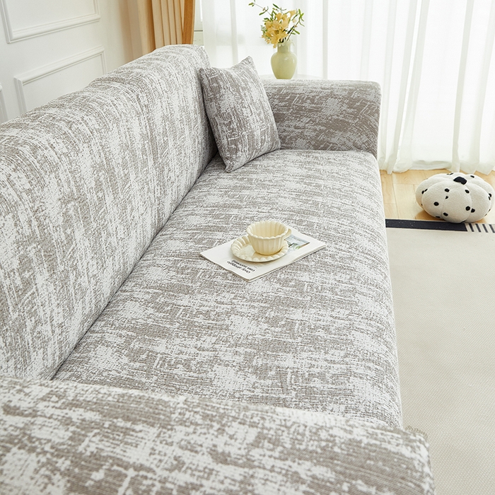 91家纺网 家纺一手货源 找家纺 丝绮鹿 2025新款仿麻雪尼尔沙发套松紧款-流景系列（三人图） 流景-黑棕色