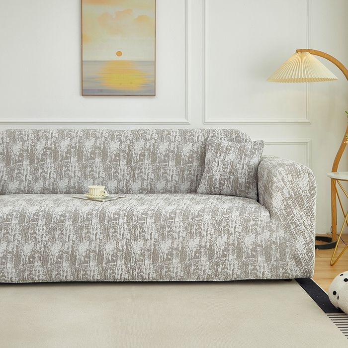 91家纺网 家纺一手货源 找家纺 丝绮鹿 2025新款仿麻雪尼尔沙发套松紧款-流景系列（三人图） 流景-黑棕色