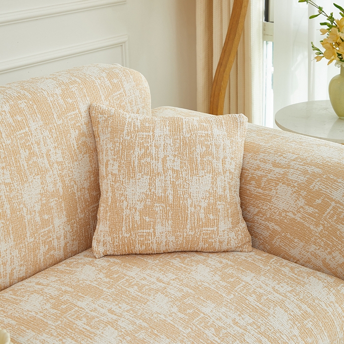 91家纺网 家纺一手货源 找家纺 丝绮鹿 2025新款仿麻雪尼尔沙发套松紧款-流景系列（三人图） 流景-落日橘