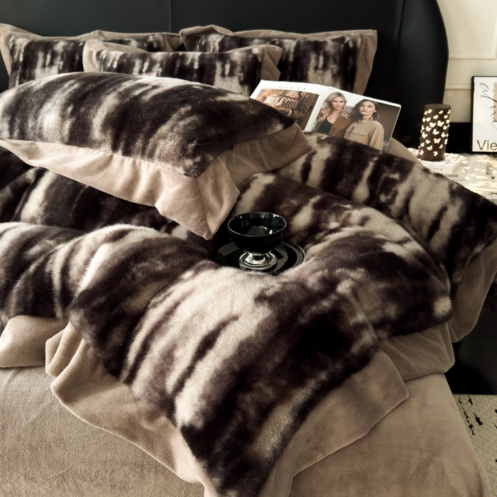 九花鹿 2025新款宽边水貂绒皮草绒四件套 水貂绒-艾莉