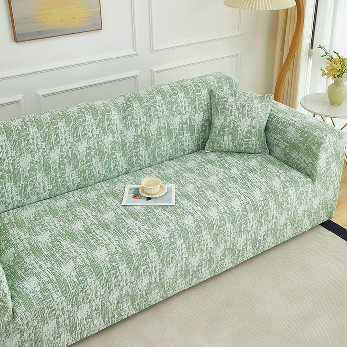 91家纺网 家纺一手货源 找家纺 丝绮鹿 2025新款仿麻雪尼尔沙发套松紧款-流景系列（三人图） 流景-宝石绿