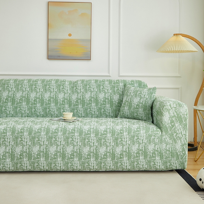 91家纺网 家纺一手货源 找家纺 丝绮鹿 2025新款仿麻雪尼尔沙发套松紧款-流景系列（三人图） 流景-宝石绿