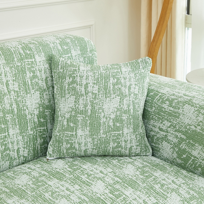 91家纺网 家纺一手货源 找家纺 丝绮鹿 2025新款仿麻雪尼尔沙发套松紧款-流景系列（三人图） 流景-宝石绿