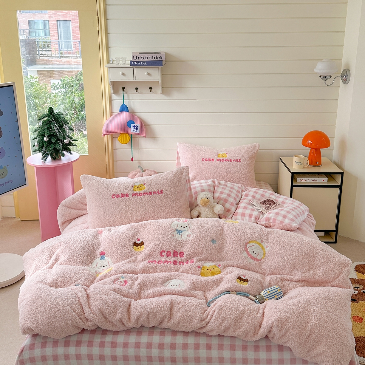 柚子YOUTH 2025新款双面泰迪绒毛巾绣四件套 甜甜圈