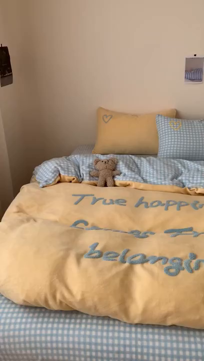 91家纺网 家纺一手货源 找家纺 （总）桃喜 2025新款韩系纯色200g牛奶绒柔软毛巾绣刺绣四件套