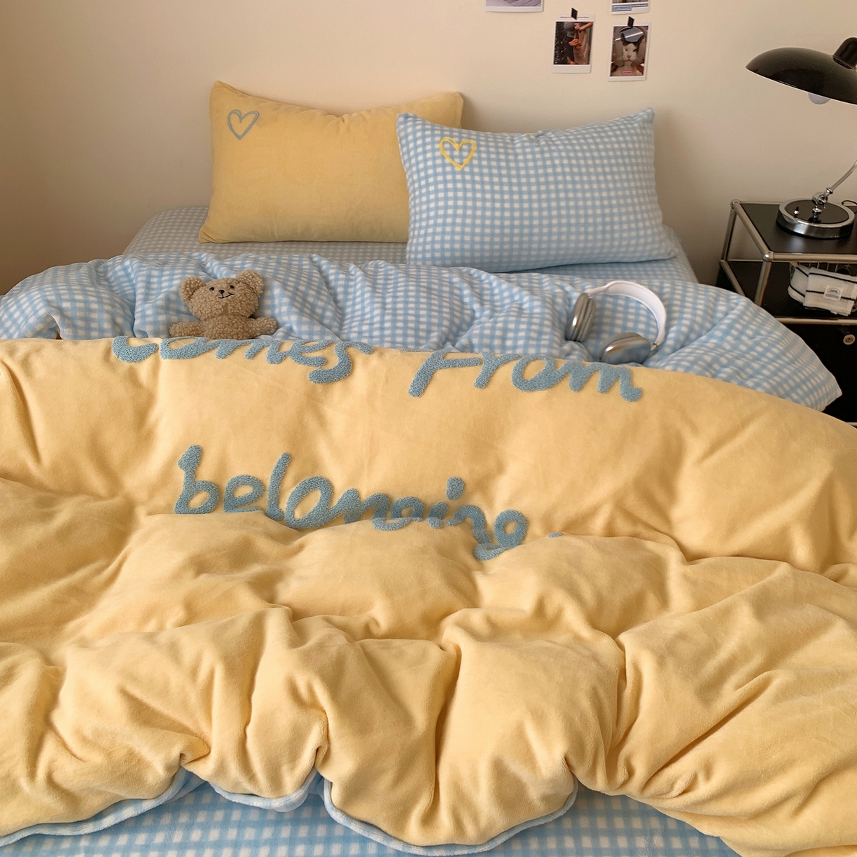 91家纺网 家纺一手货源 找家纺 （总）桃喜 2025新款韩系纯色200g牛奶绒柔软毛巾绣刺绣四件套