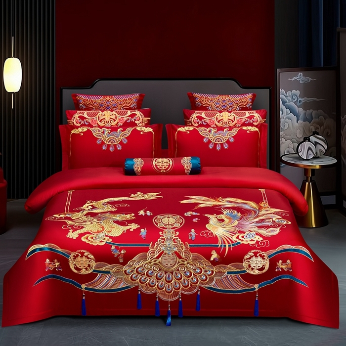 （总）布乐意 2025新款多子龙凤全棉纯棉婚庆四件套