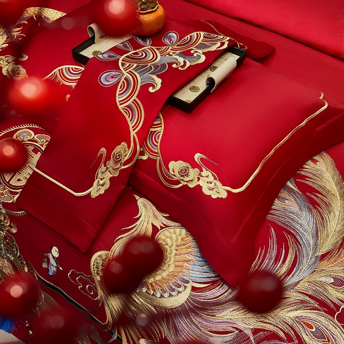 91家纺网 家纺一手货源 找家纺 （总）布乐意 2025新款多子龙凤全棉纯棉婚庆四件套
