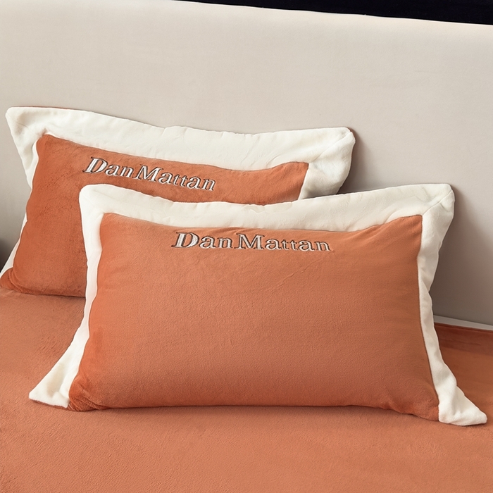 91家纺网 家纺一手货源 找家纺 苏木年华 2025新款230克高克重牛奶绒绣花四件套系列-曼德拉 曼德拉-橙色