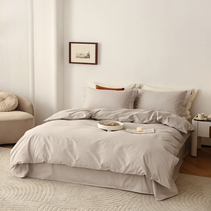 91家纺网 家纺一手货源 找家纺 （总）花时间 2023新款100S全棉磨毛四件套-初暖