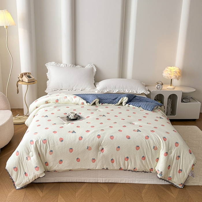 91家纺网 家纺一手货源 找家纺 （总）花满路 2025新款亲肤柔软卡通系列豆豆被子被芯