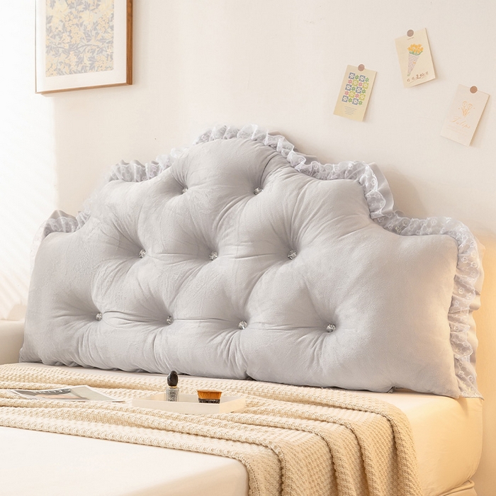 碧尔家居 2025新款床头软靠垫加厚防撞靠背卧室靠枕固定绑带榻榻米软包可拆洗-朦胧 朦胧-银灰