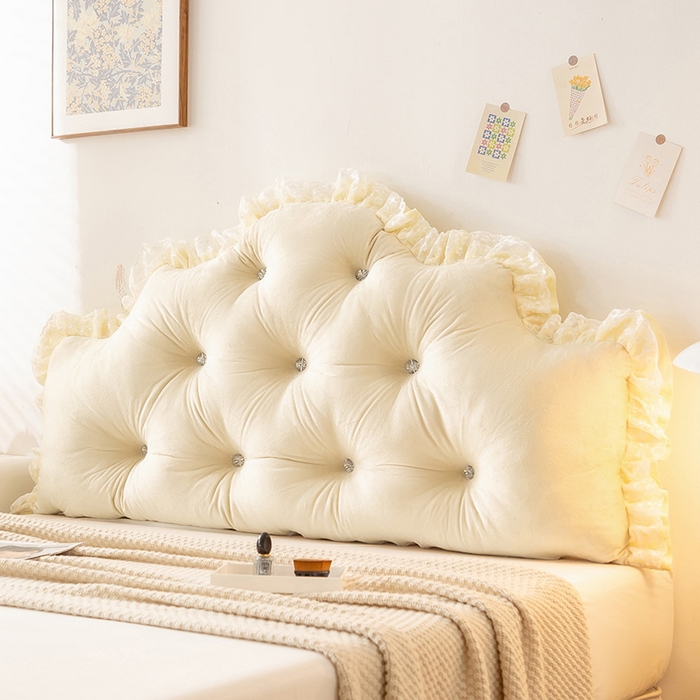 91家纺网 家纺一手货源 找家纺 碧尔家居 2025新款床头软靠垫加厚防撞靠背卧室靠枕固定绑带榻榻米软包可拆洗-朦胧 朦胧-米黄