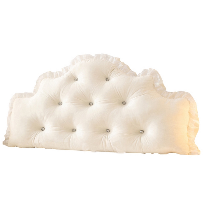 91家纺网 家纺一手货源 找家纺 碧尔家居 2025新款床头软靠垫加厚防撞靠背卧室靠枕固定绑带榻榻米软包可拆洗-朦胧 朦胧-乳白