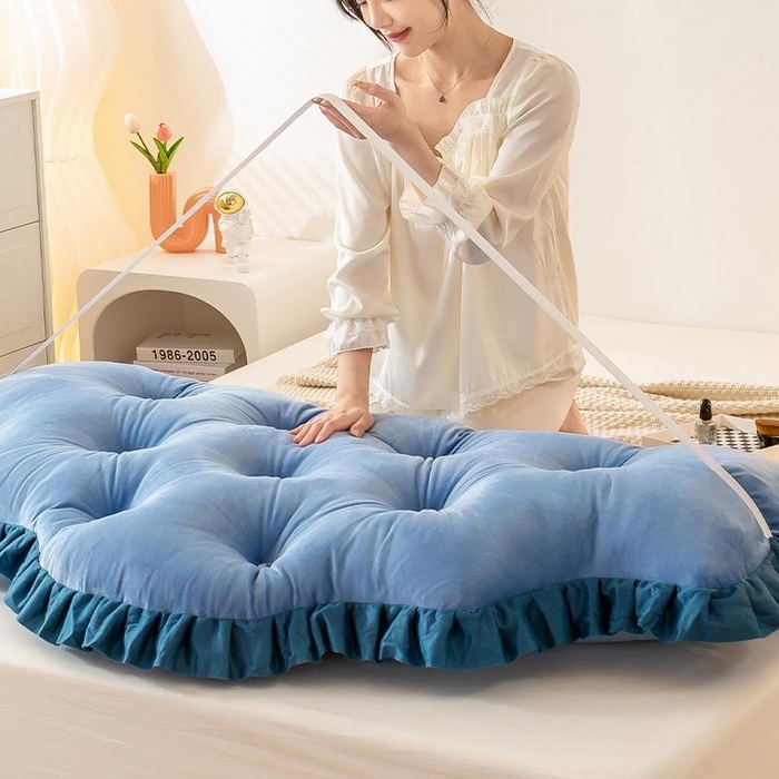 91家纺网 家纺一手货源 找家纺 碧尔家居 2025新款床头软靠垫加厚防撞靠背卧室靠枕固定绑带榻榻米软包可拆洗-朦胧 朦胧-天蓝