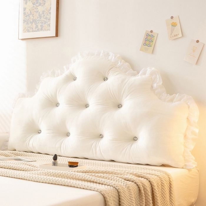 碧尔家居 2025新款床头软靠垫加厚防撞靠背卧室靠枕固定绑带榻榻米软包可拆洗-朦胧 朦胧-乳白