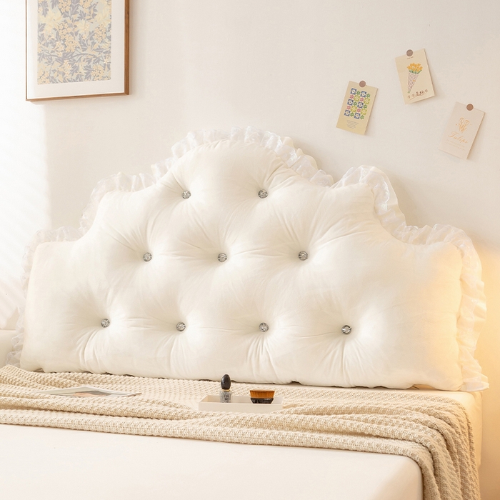 91家纺网 家纺一手货源 找家纺 碧尔家居 2025新款床头软靠垫加厚防撞靠背卧室靠枕固定绑带榻榻米软包可拆洗-朦胧 朦胧-乳白