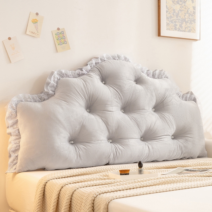 91家纺网 家纺一手货源 找家纺 碧尔家居 2025新款床头软靠垫加厚防撞靠背卧室靠枕固定绑带榻榻米软包可拆洗-朦胧 朦胧-银灰