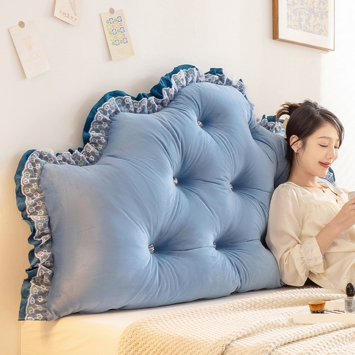 91家纺网 家纺一手货源 找家纺 碧尔家居 2025新款床头软靠垫加厚防撞靠背卧室靠枕固定绑带榻榻米软包可拆洗-朦胧 朦胧-天蓝