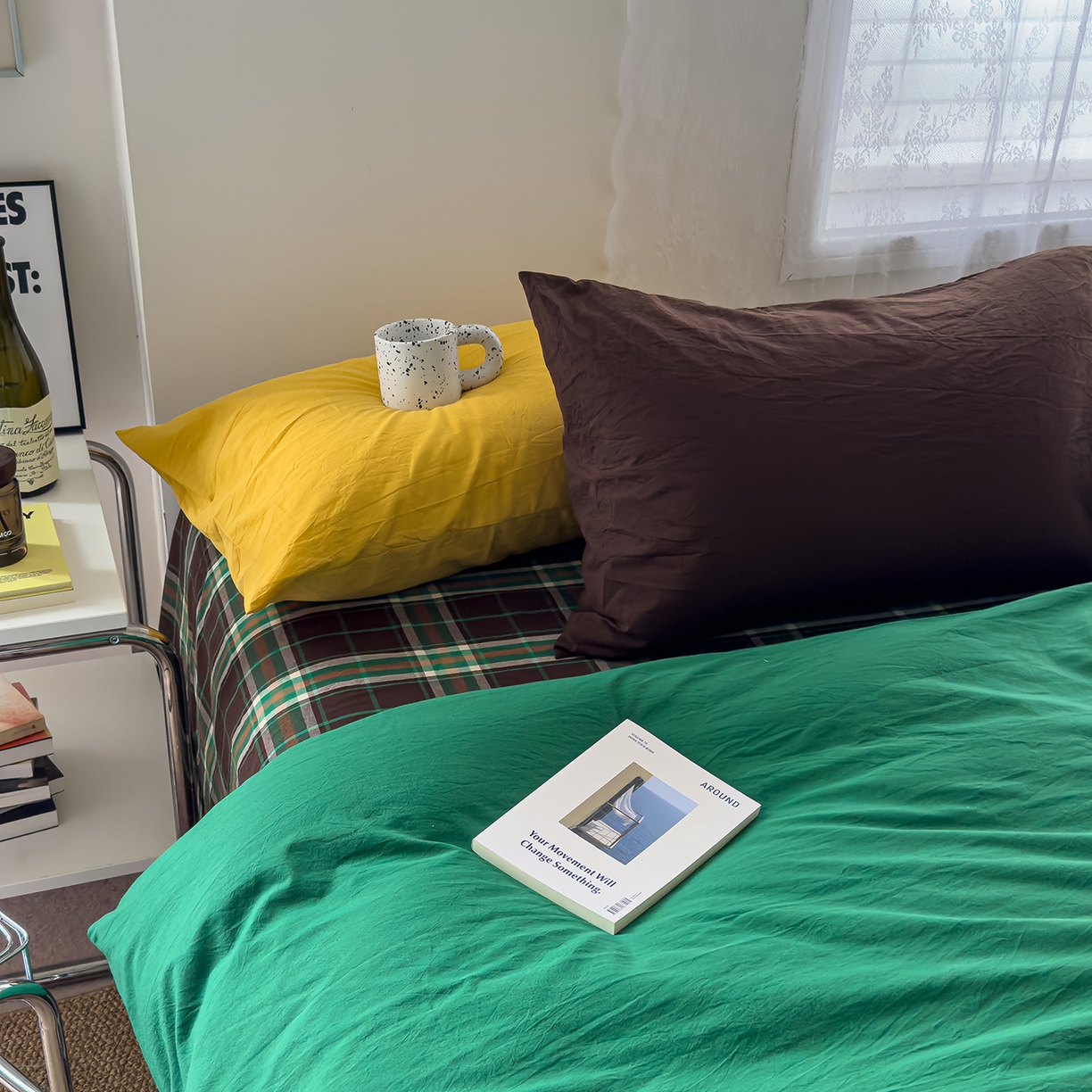 91家纺网 家纺一手货源 找家纺 （总）对白 2025新款全棉纯棉色织水洗棉四件套-绿野仙踪