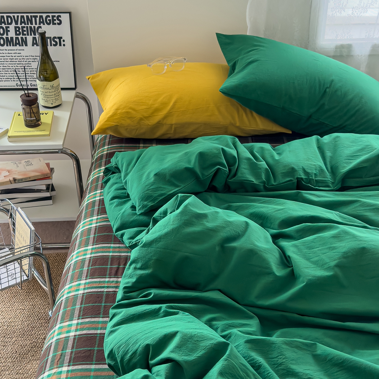 91家纺网 家纺一手货源 找家纺 （总）对白 2025新款全棉纯棉色织水洗棉四件套-绿野仙踪