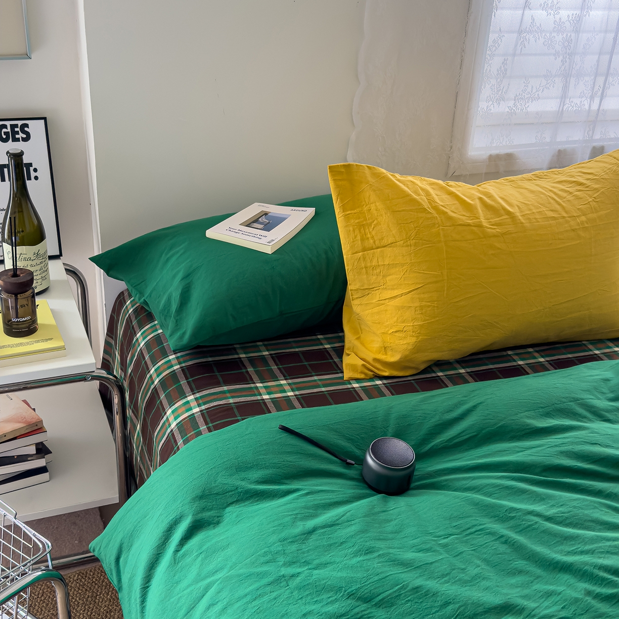 91家纺网 家纺一手货源 找家纺 （总）对白 2025新款全棉纯棉色织水洗棉四件套-绿野仙踪