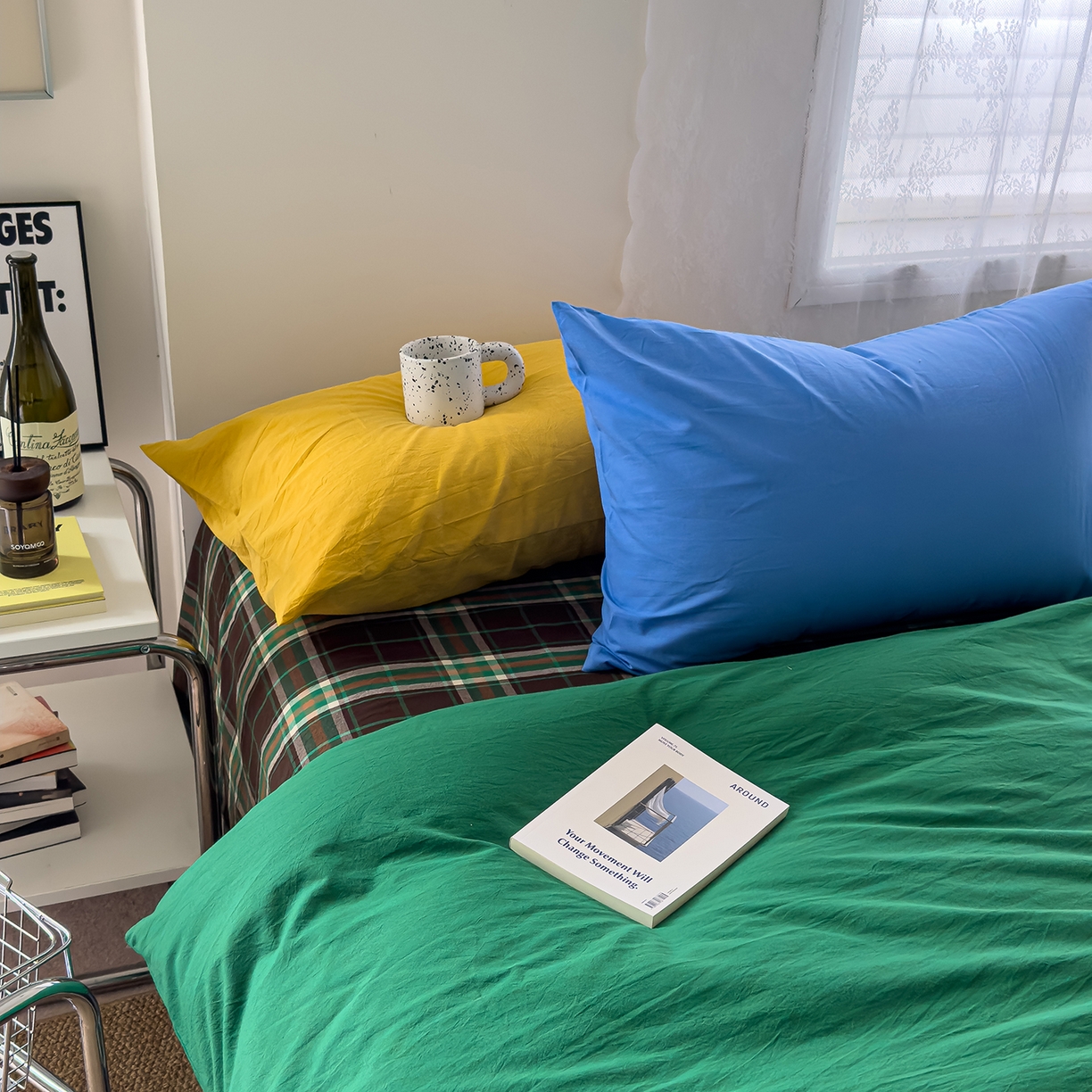 91家纺网 家纺一手货源 找家纺 （总）对白 2025新款全棉纯棉色织水洗棉四件套-绿野仙踪