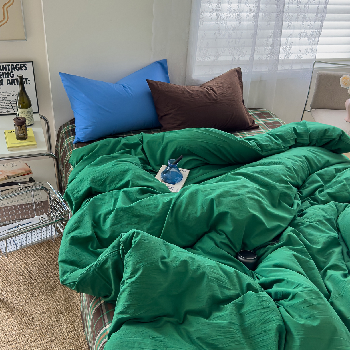 91家纺网 家纺一手货源 找家纺 （总）对白 2025新款全棉纯棉色织水洗棉四件套-绿野仙踪