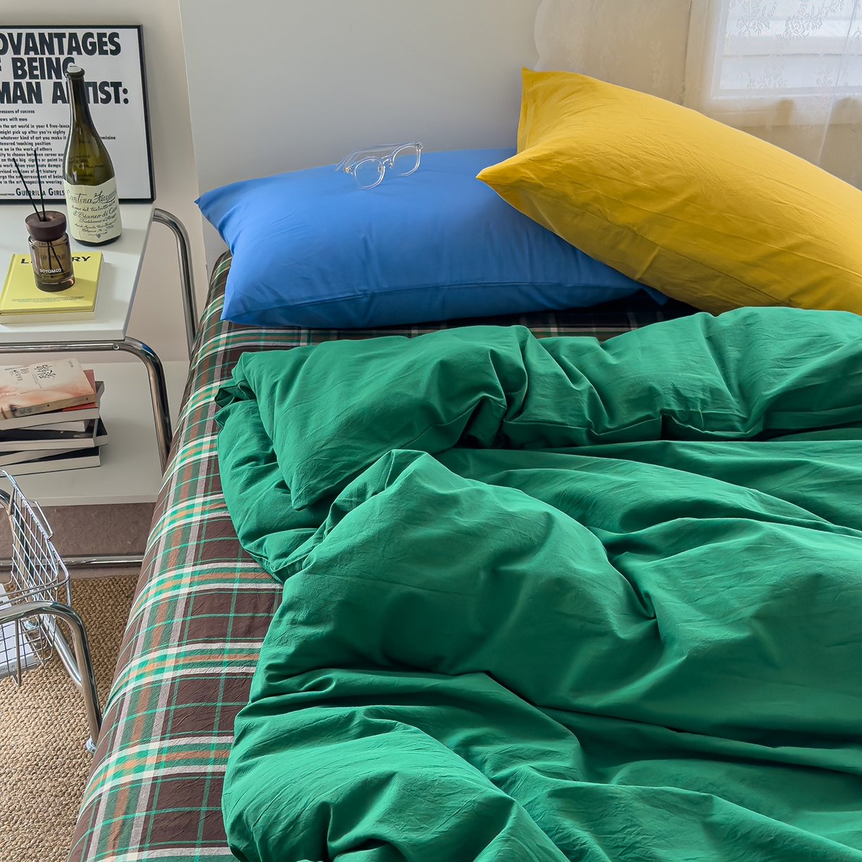 91家纺网 家纺一手货源 找家纺 （总）对白 2025新款全棉纯棉色织水洗棉四件套-绿野仙踪