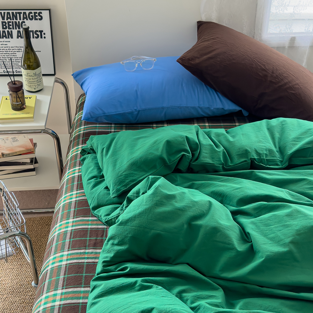 91家纺网 家纺一手货源 找家纺 （总）对白 2025新款全棉纯棉色织水洗棉四件套-绿野仙踪