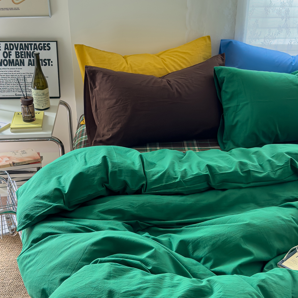 91家纺网 家纺一手货源 找家纺 （总）对白 2025新款全棉纯棉色织水洗棉四件套-绿野仙踪