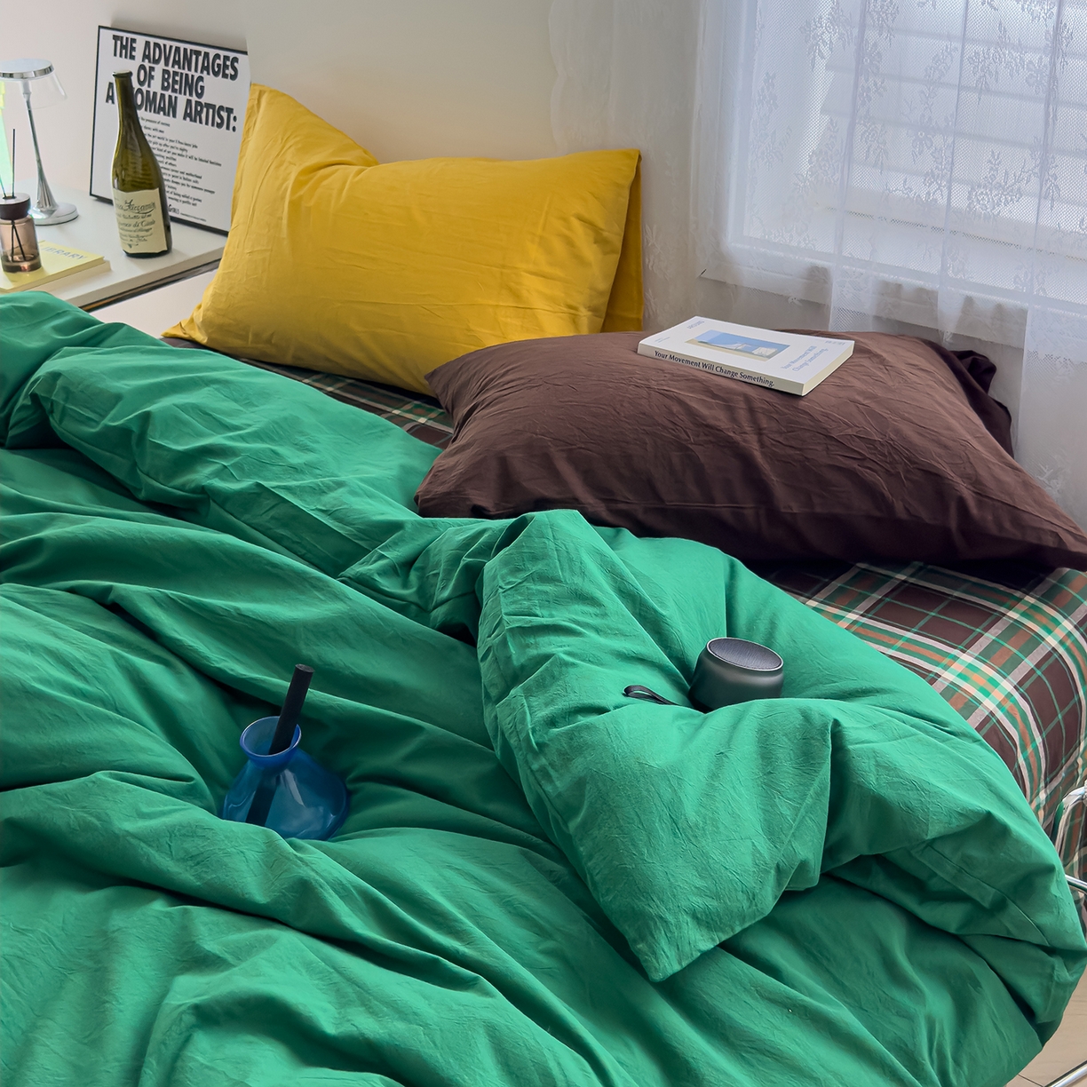 91家纺网 家纺一手货源 找家纺 （总）对白 2025新款全棉纯棉色织水洗棉四件套-绿野仙踪