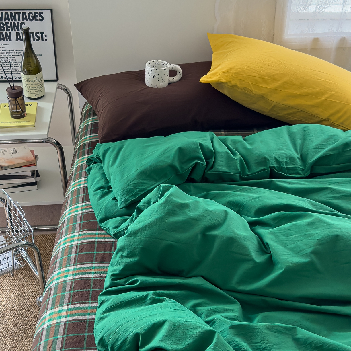 91家纺网 家纺一手货源 找家纺 （总）对白 2025新款全棉纯棉色织水洗棉四件套-绿野仙踪