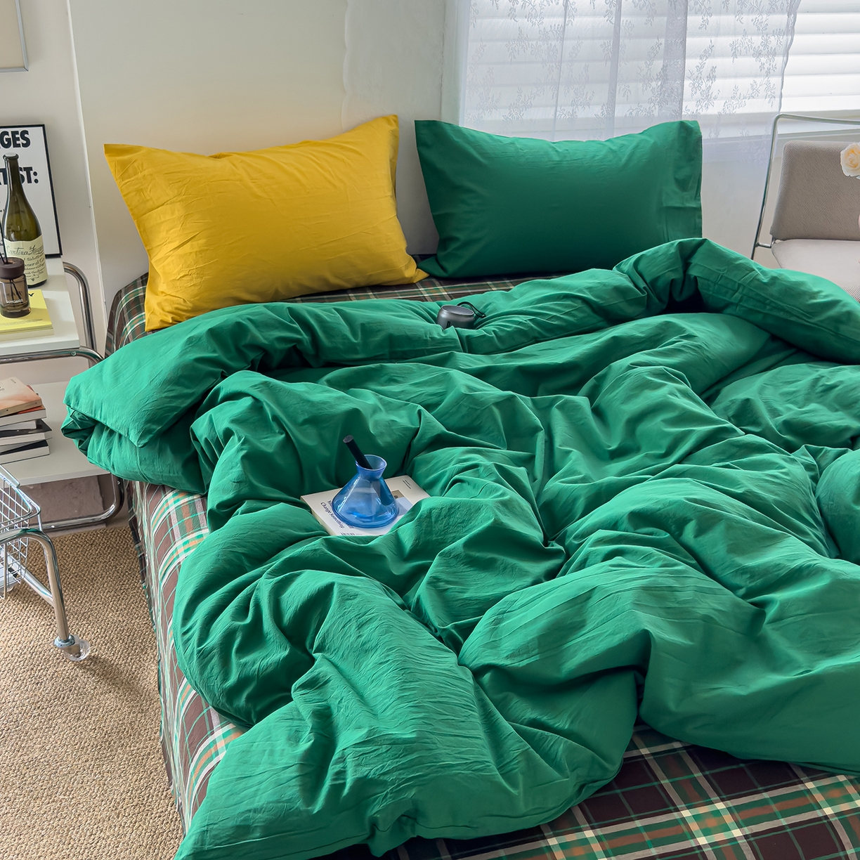 91家纺网 家纺一手货源 找家纺 （总）对白 2025新款全棉纯棉色织水洗棉四件套-绿野仙踪