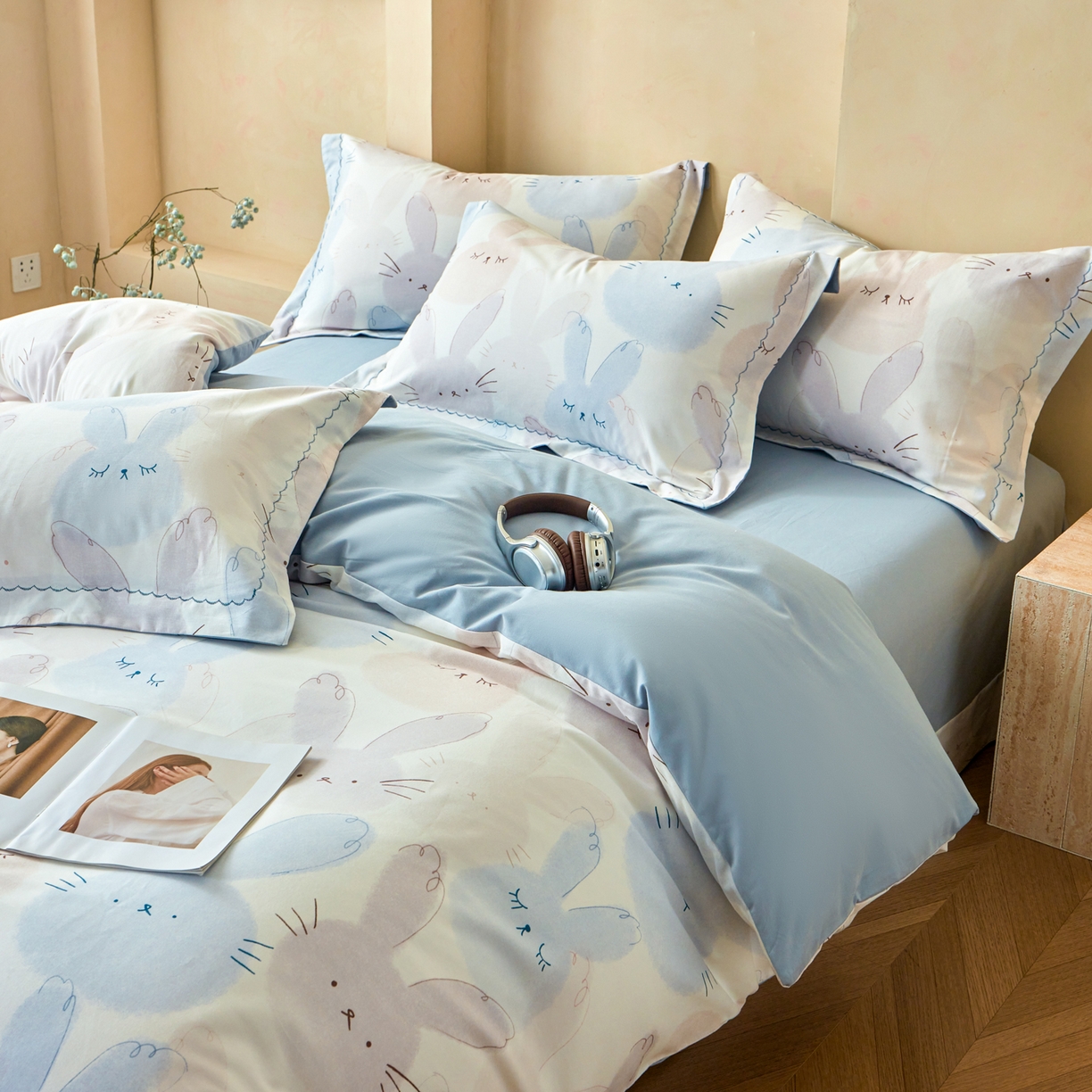 91家纺网 家纺一手货源 找家纺 （总）洺兰家居 2025年新款秋冬加厚全棉磨毛四件套纯棉生态磨毛印花套件