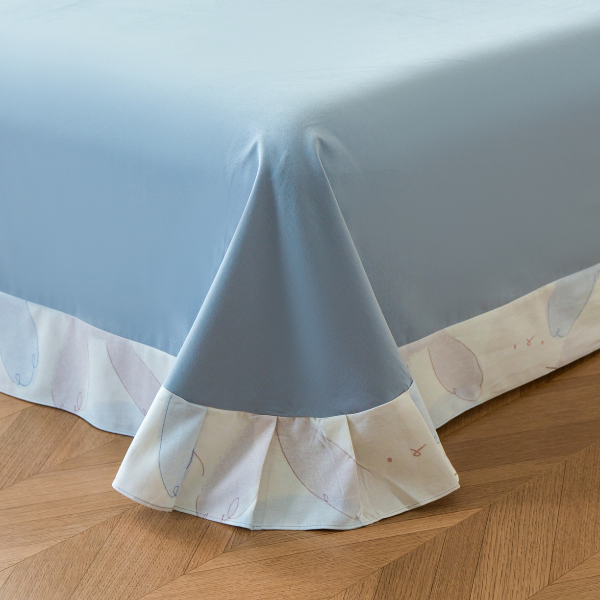 91家纺网 家纺一手货源 找家纺 洺兰家居 2025年新款秋冬加厚全棉磨毛四件套纯棉生态磨毛印花套件 萌萌兔-粉