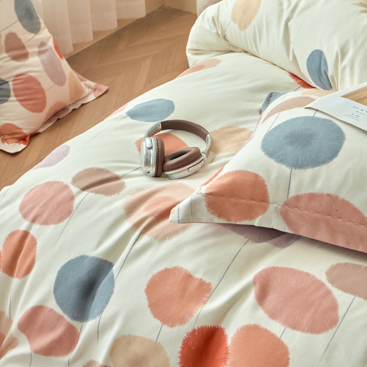 91家纺网 家纺一手货源 找家纺 洺兰家居 2025年新款秋冬加厚全棉磨毛四件套纯棉生态磨毛印花套件 蒸蒸日上-红