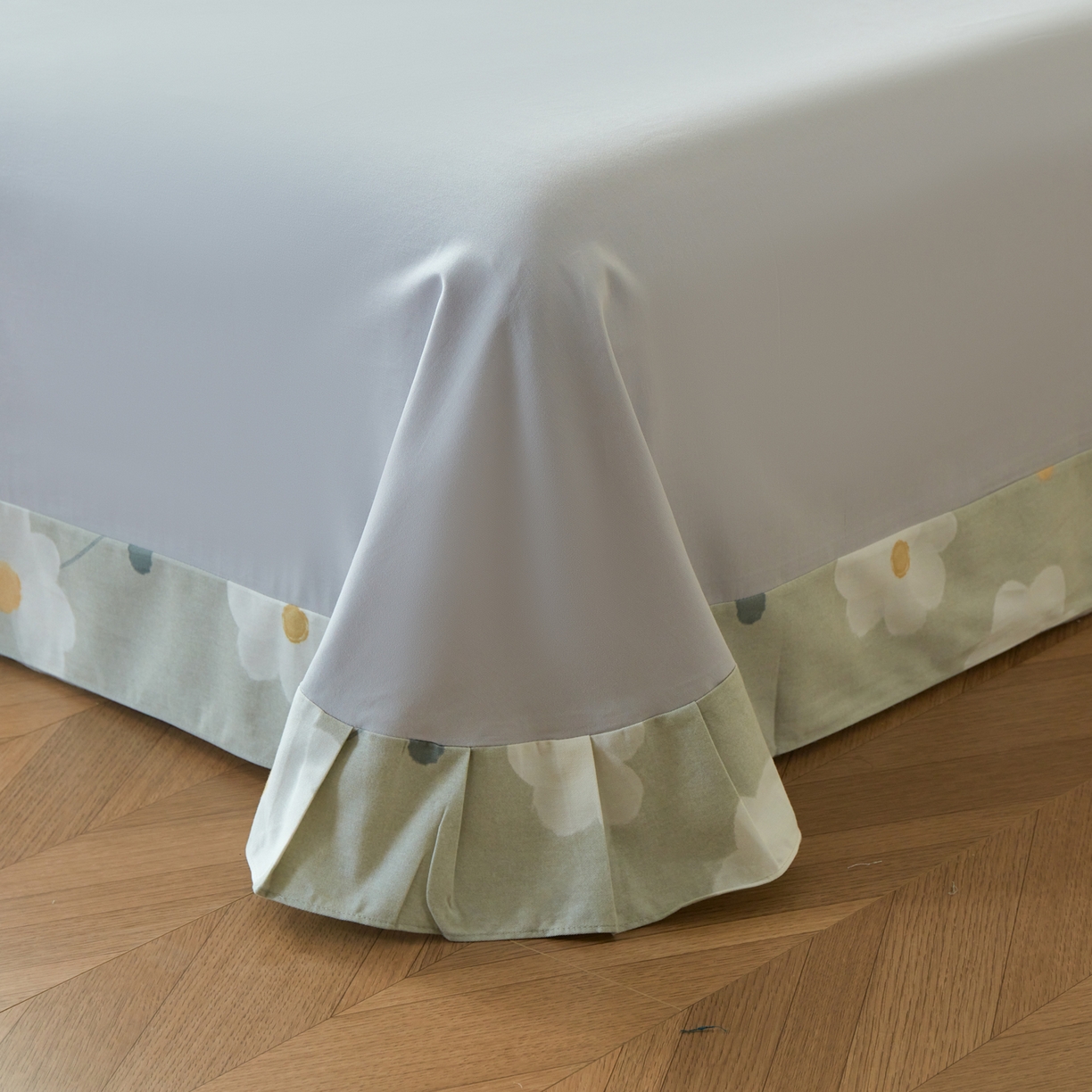 91家纺网 家纺一手货源 找家纺 洺兰家居 2025年新款秋冬加厚全棉磨毛四件套纯棉生态磨毛印花套件 花漾情-绿