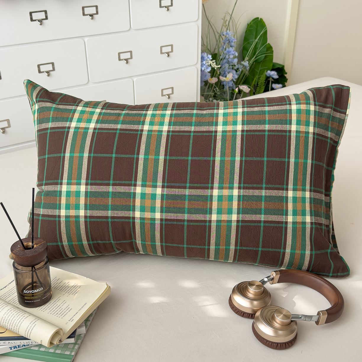 91家纺网 家纺一手货源 找家纺 （总）对白 2025新款全棉纯棉色织水洗棉单枕套 枕套单件-绿野仙踪